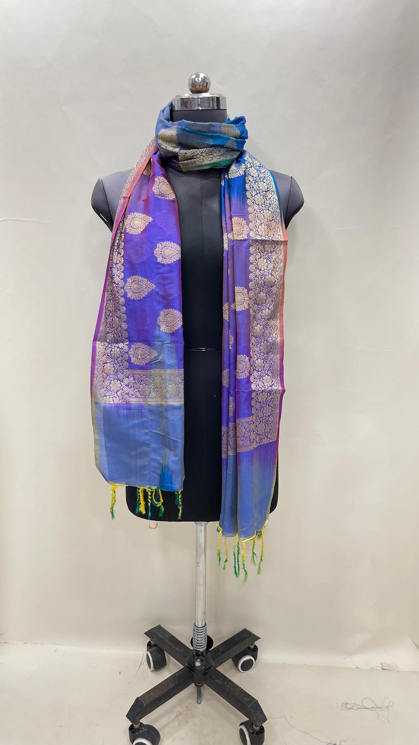 Multicolor Katan Georgette Floral Zari Dupatta ASDD_5