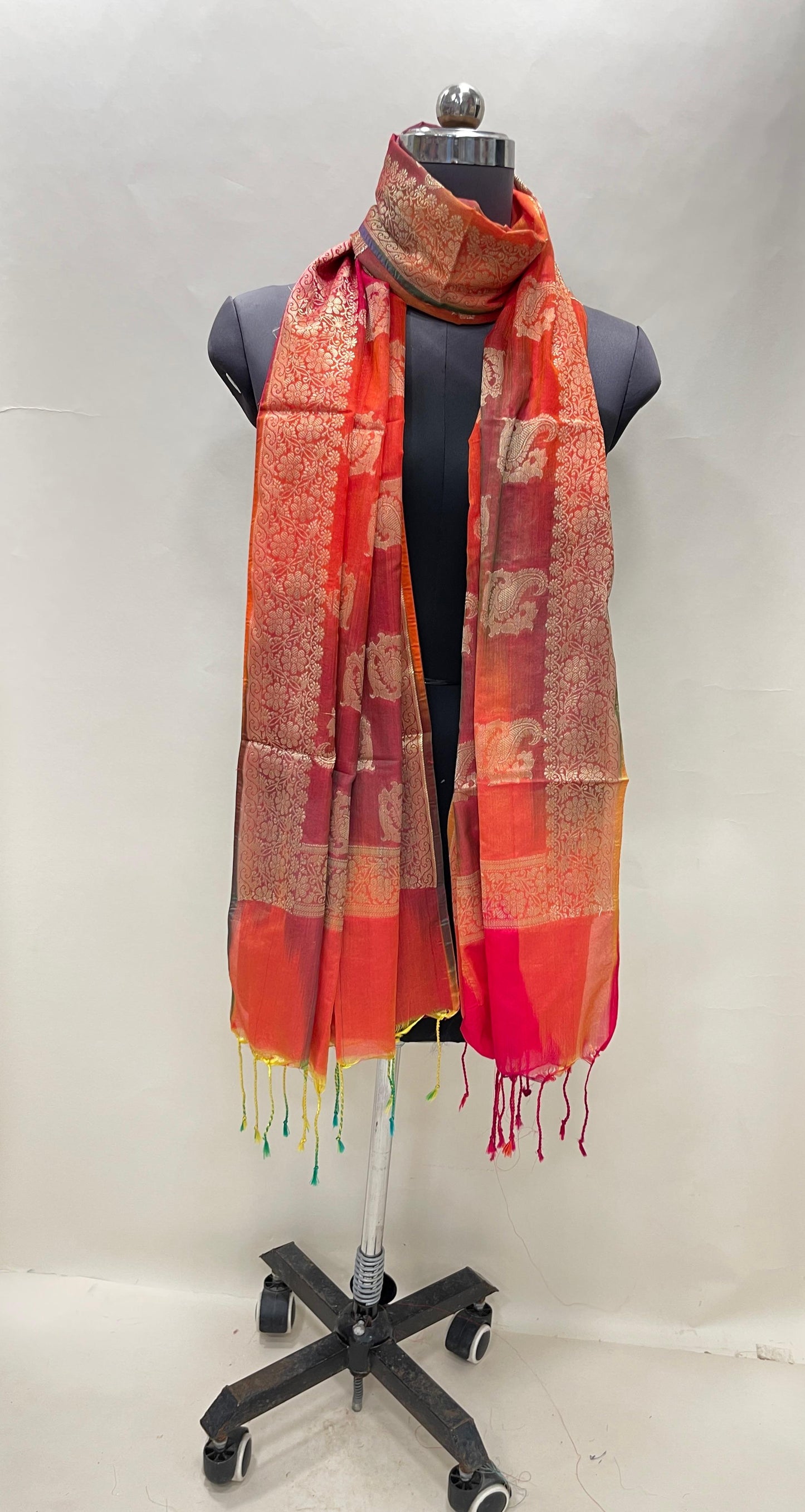 Multicolor Katan Georgette Floral Zari Dupatta ASDD_8