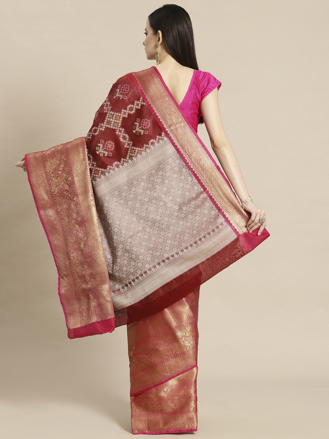 Maroon Art Silk Banarasi Sarees For Women GEASF_17