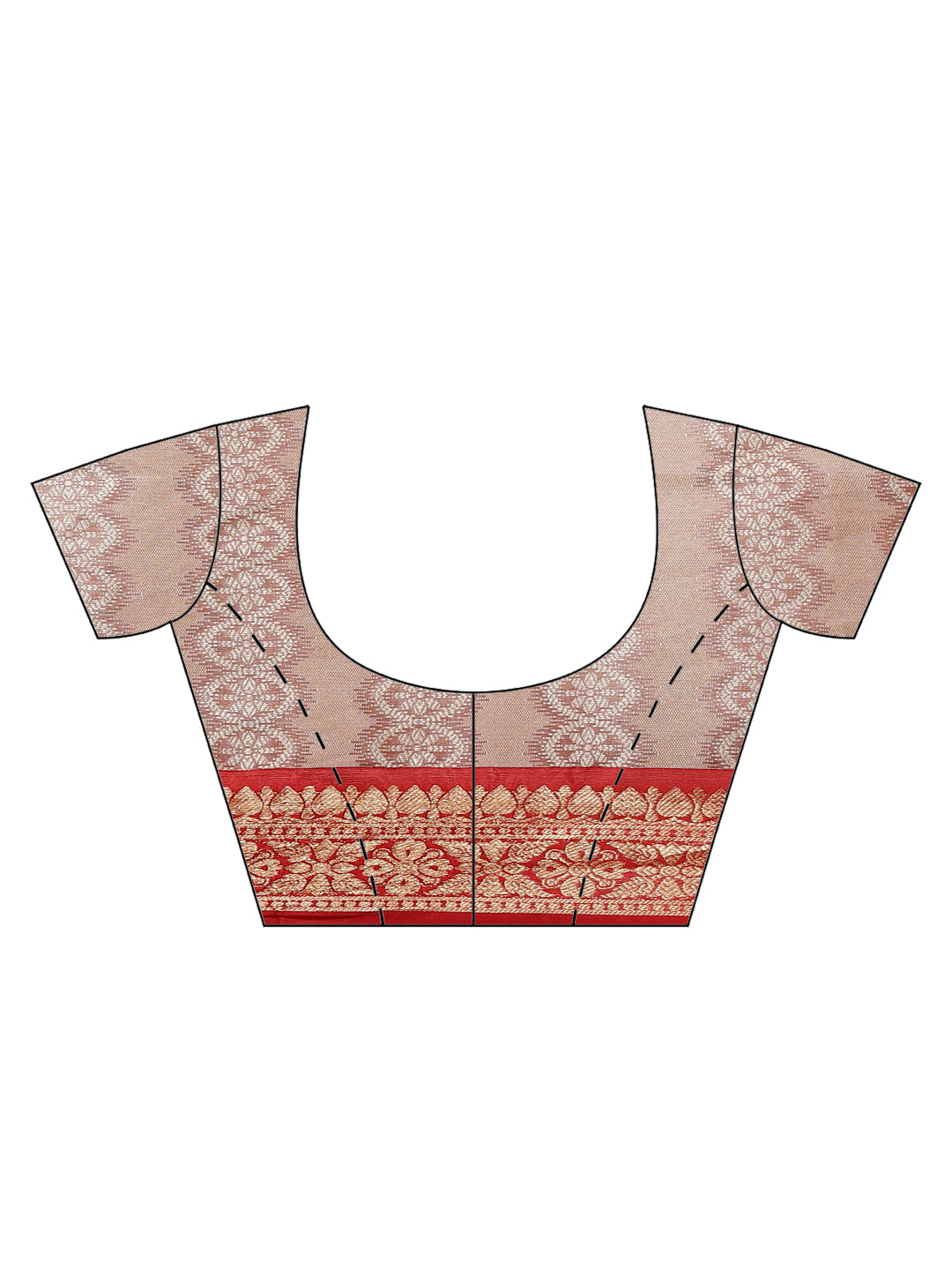 Faishana Presents Maroon & Red Ikkat Patola Art Silk Kanchi Pattu Border With Red Blouse Banarasi Saree