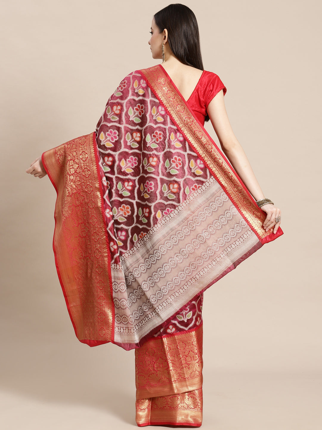 Magenta Art Silk Banarasi Sarees For Women GEASF_21