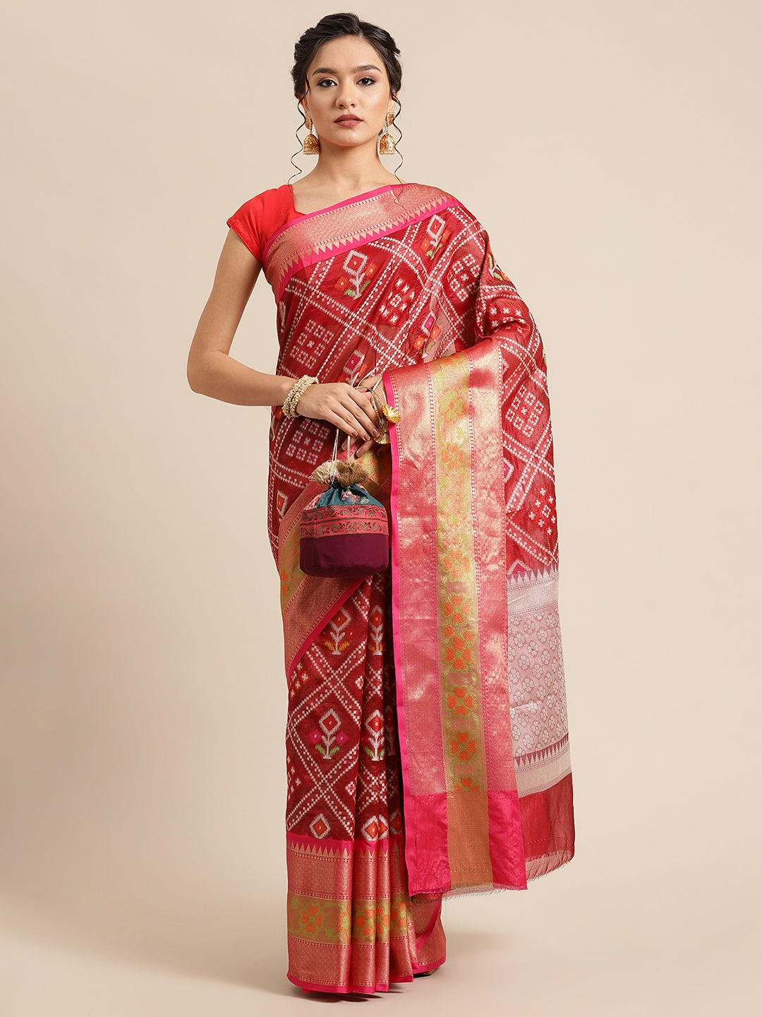 Maroon Art Silk Banarasi Sarees For Women GEASF_23
