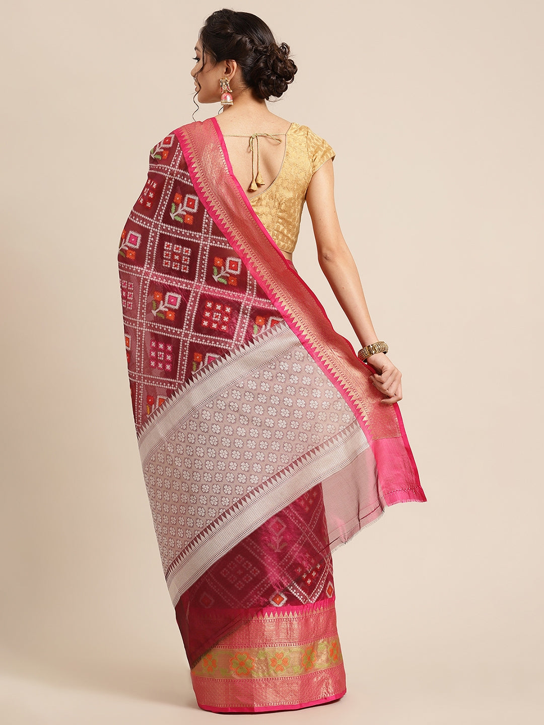 Magenta Art Silk Banarasi Sarees For Women GEASF_26