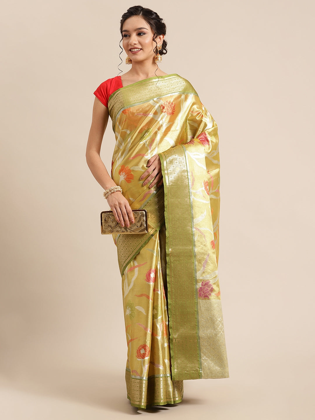 Gold Tissue Banarasi Sarees For Women GEASF_50