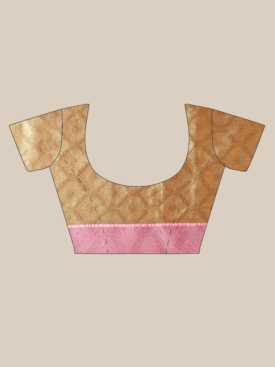 Faishana Presents Antique Gold & Pink Tilfi Jamdani Jaal Border With Gold Blouse Banarasi Saree