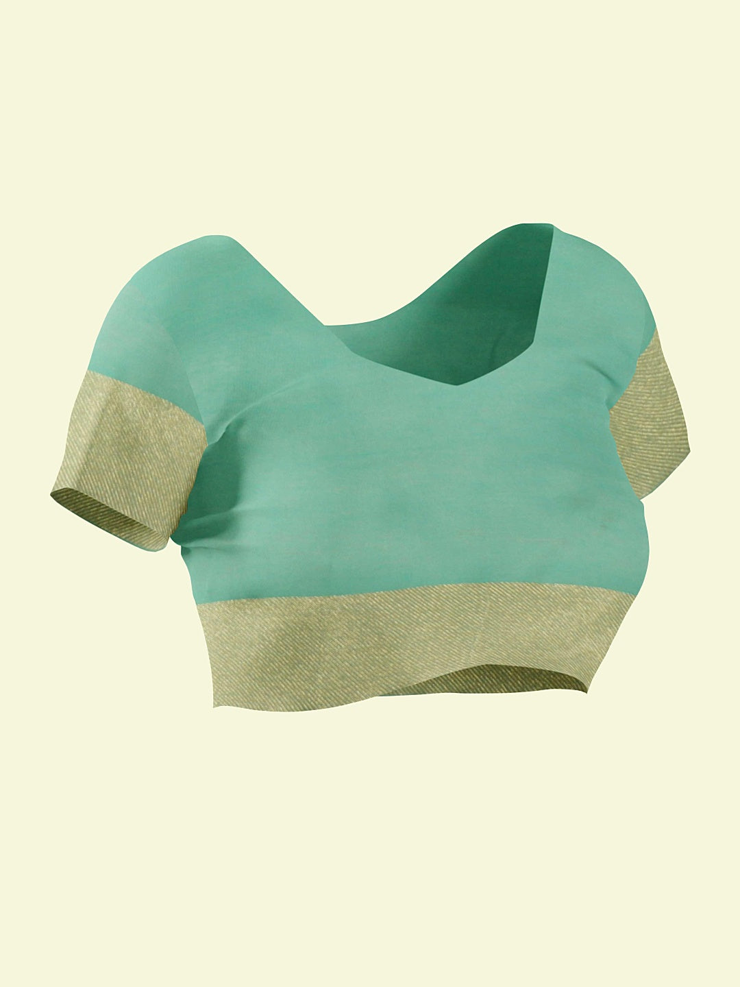 Faishana Presents Sea Green Kora Cotton Chunri Booti With Sea Green Blouse Banarasi Saree
