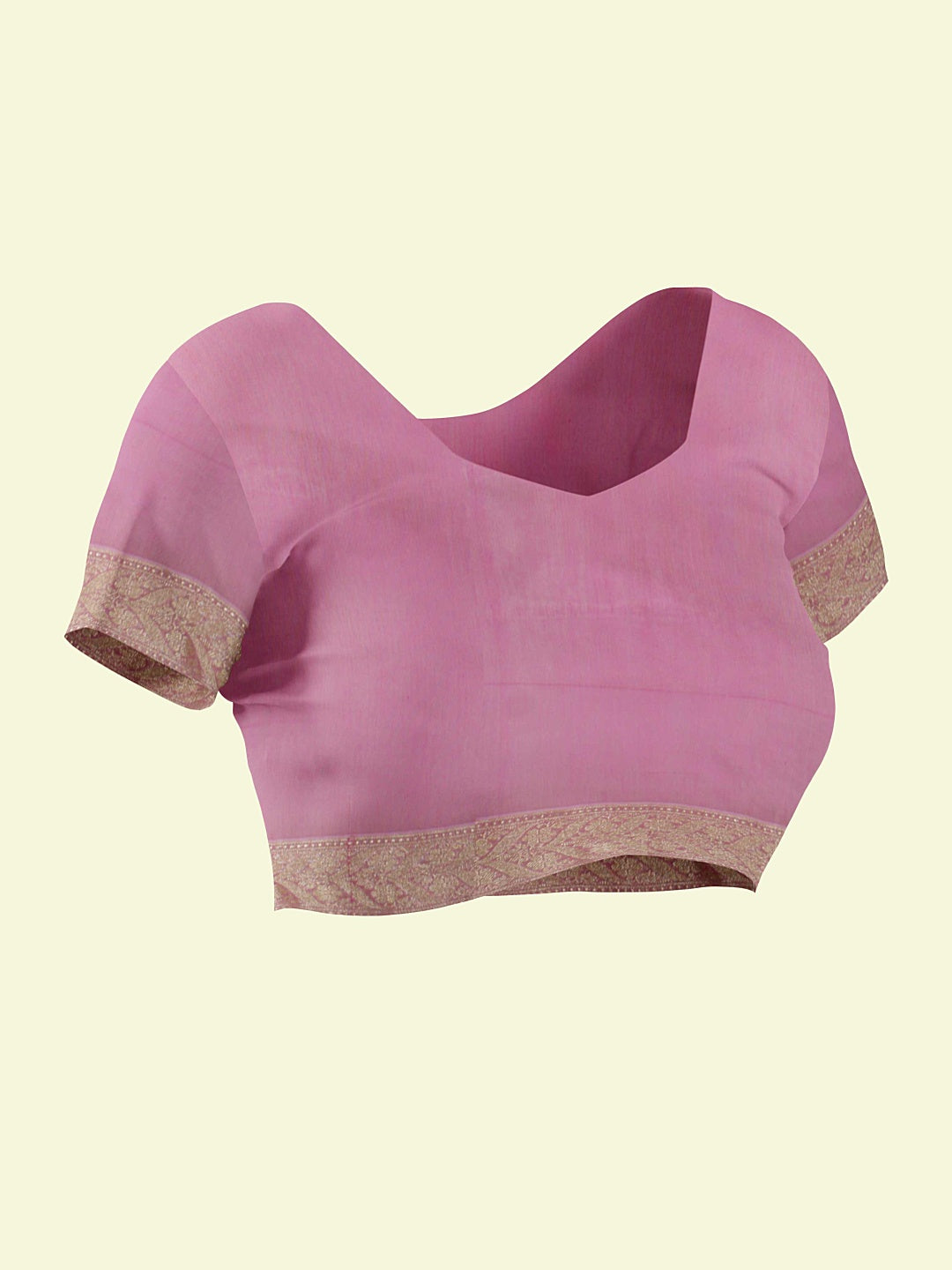 Faishana Presents Pink Kora Cotton Alfi Booti With Pink Blouse Banarasi Saree