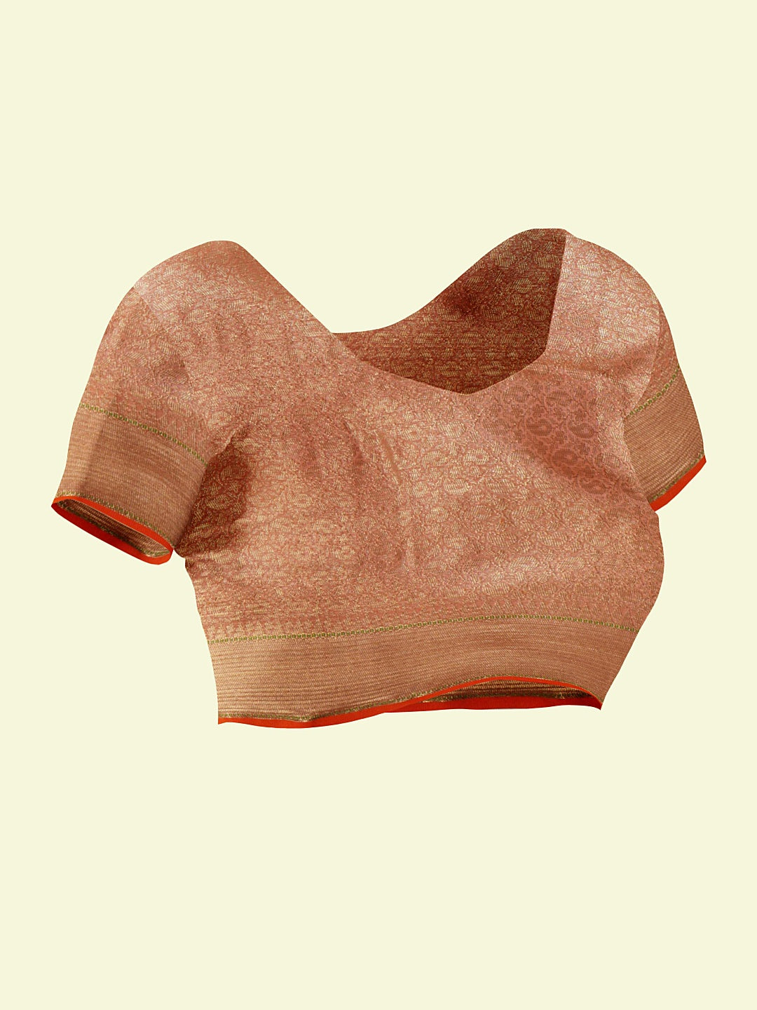 Peach Cotton Blend Banarasi Sarees For Women GEASF_710