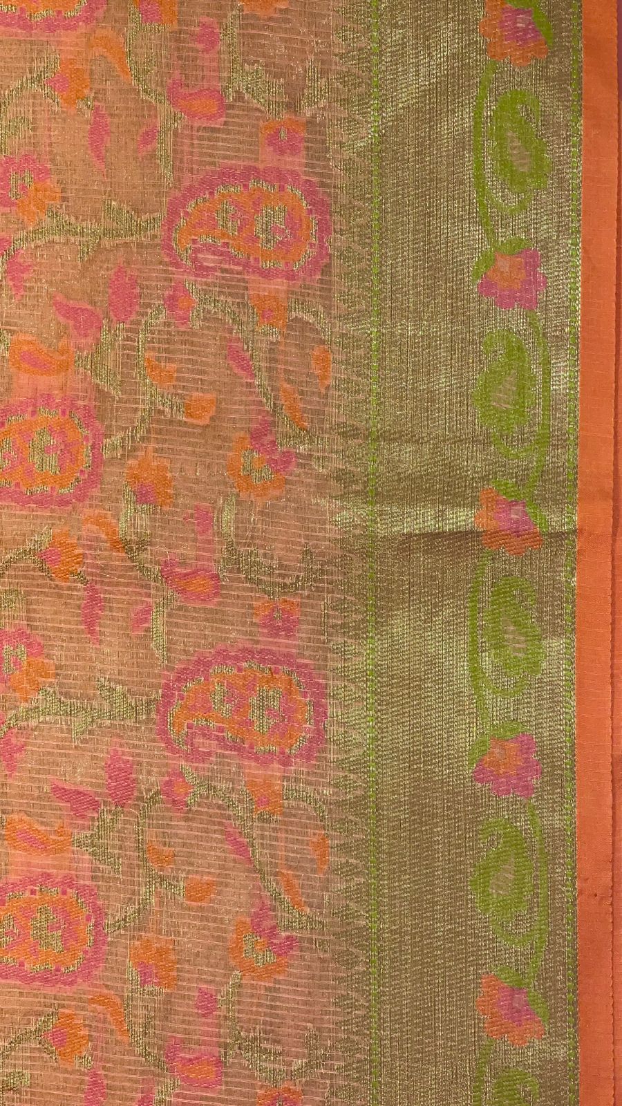 Peach Cotton Blend Banarasi Sarees For Women GEASF_710