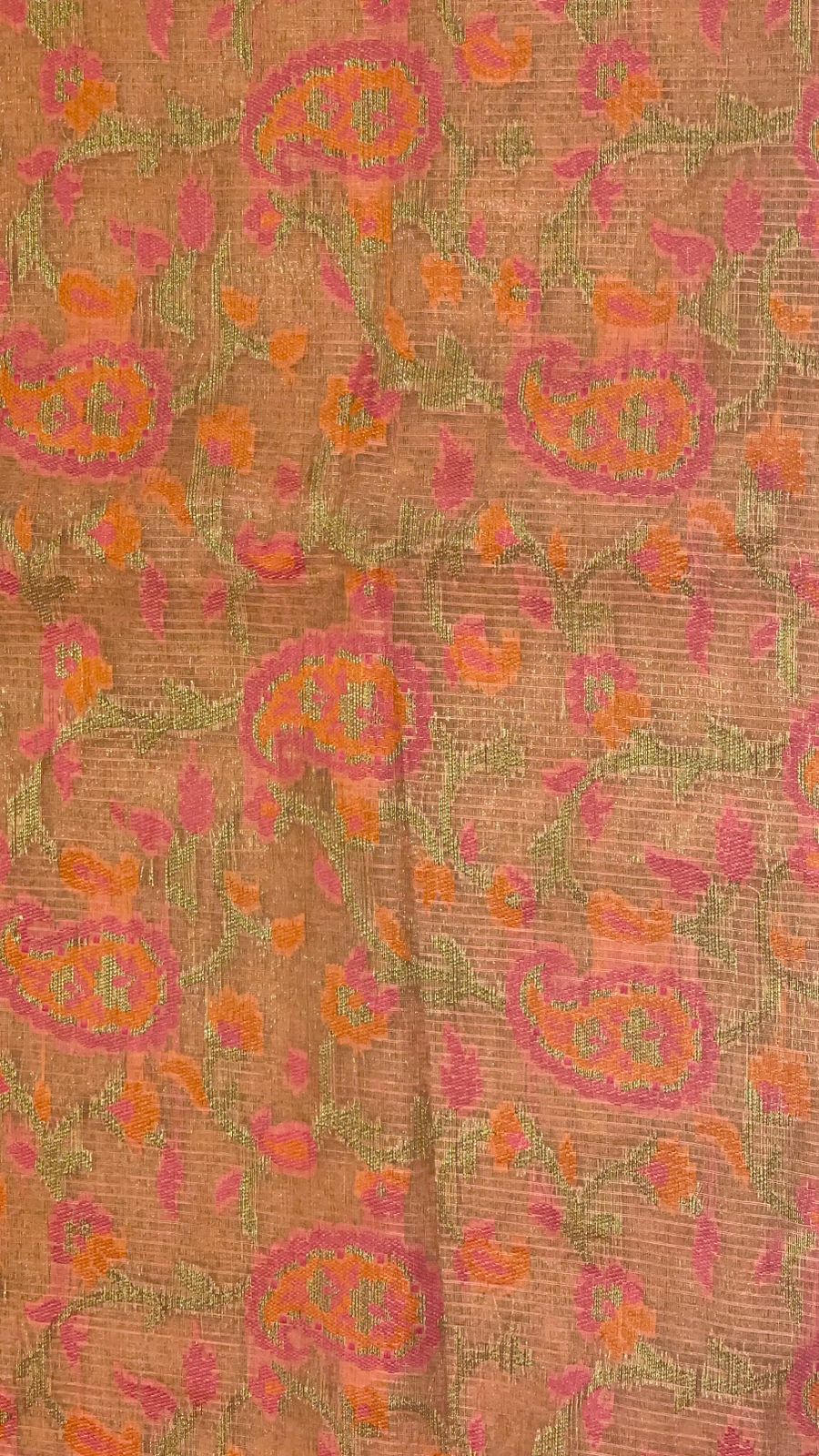 Peach Cotton Blend Banarasi Sarees For Women GEASF_710