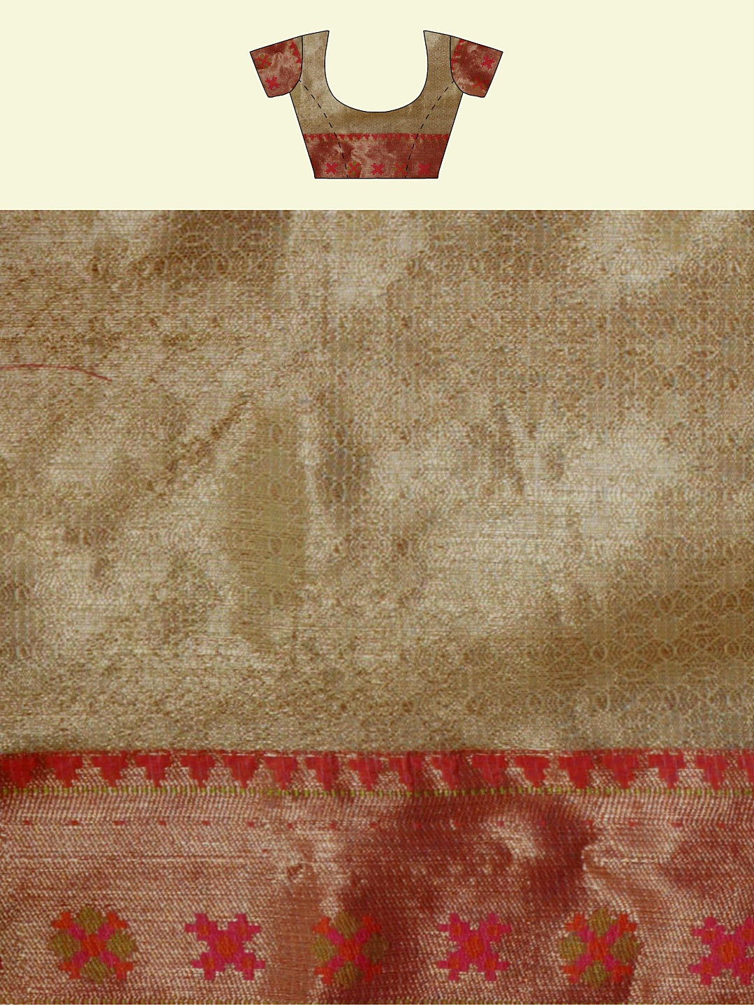 Faishana Presents Beige Floral Jaal Pattern With Beige Border And Beige Blouse Banarasi Saree