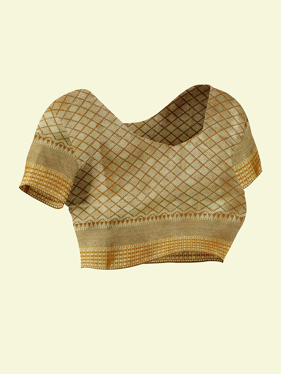 Beige Cotton Blend Banarasi Sarees For Women GEASF_713