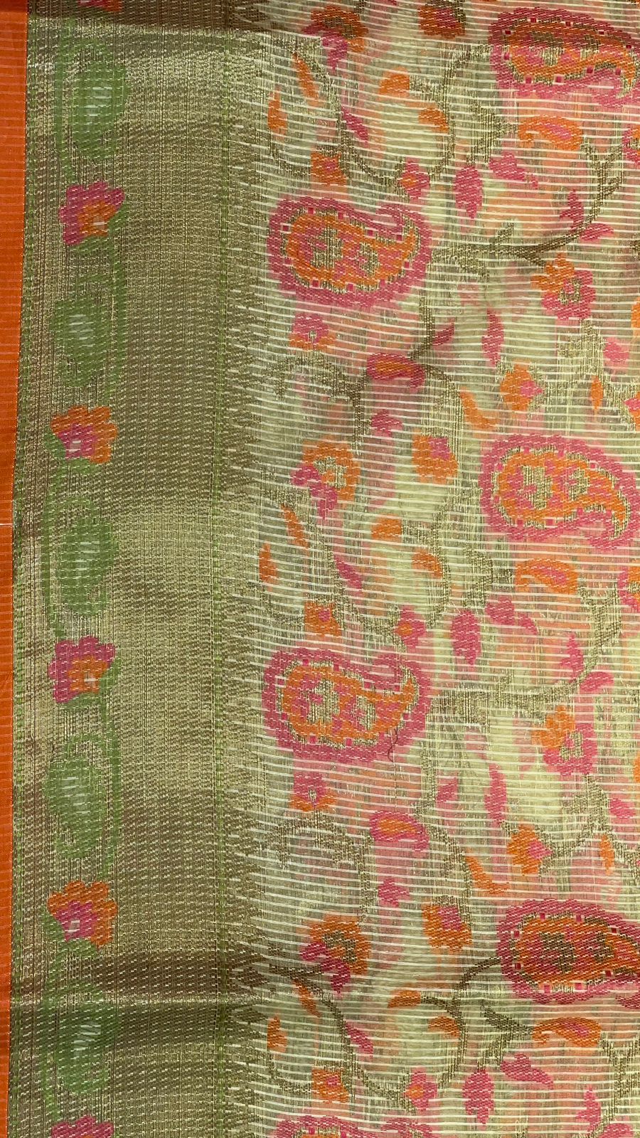 Beige Cotton Blend Banarasi Sarees For Women GEASF_713