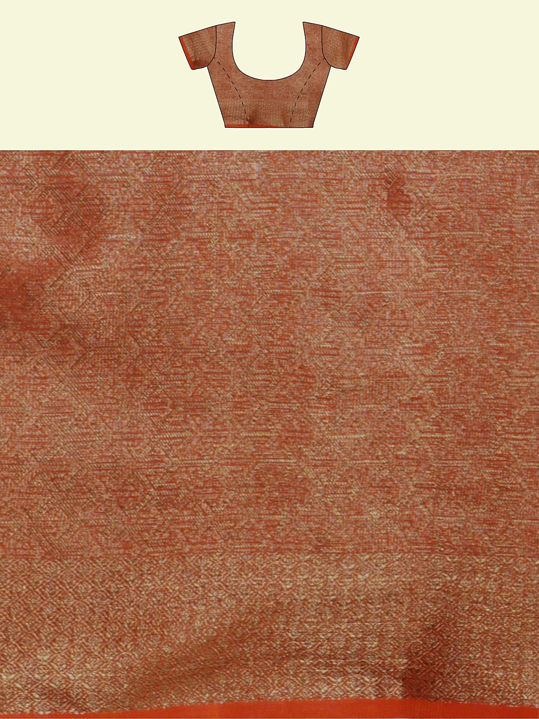 Faishana Presents Orange Cotton Paisley Stripe Zari With Orange Blouse Banarasi Saree