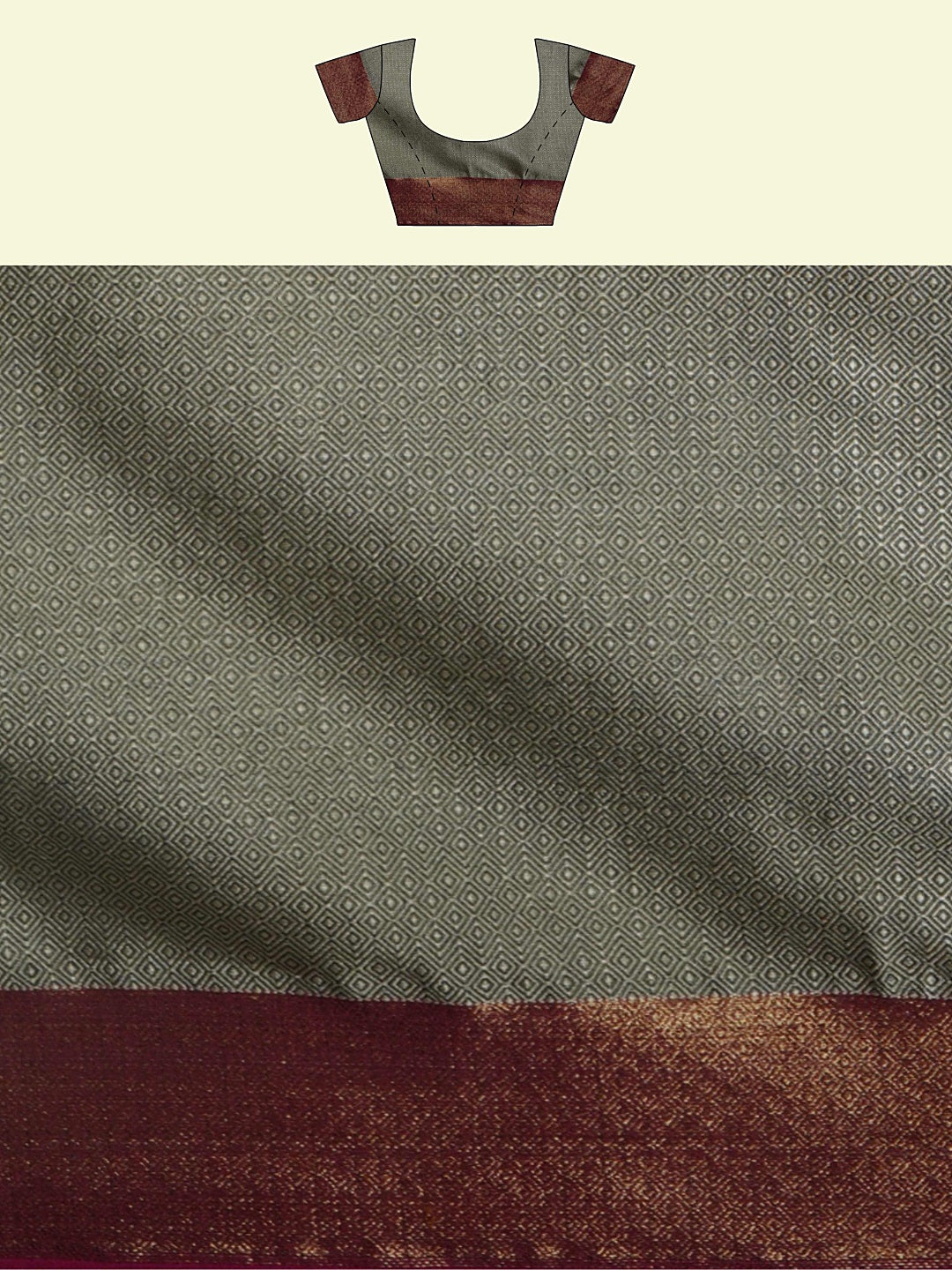 Faishana Presents Black Cotton Geometrical Pattern With Pink Border With Grey Blouse Banarasi Saree