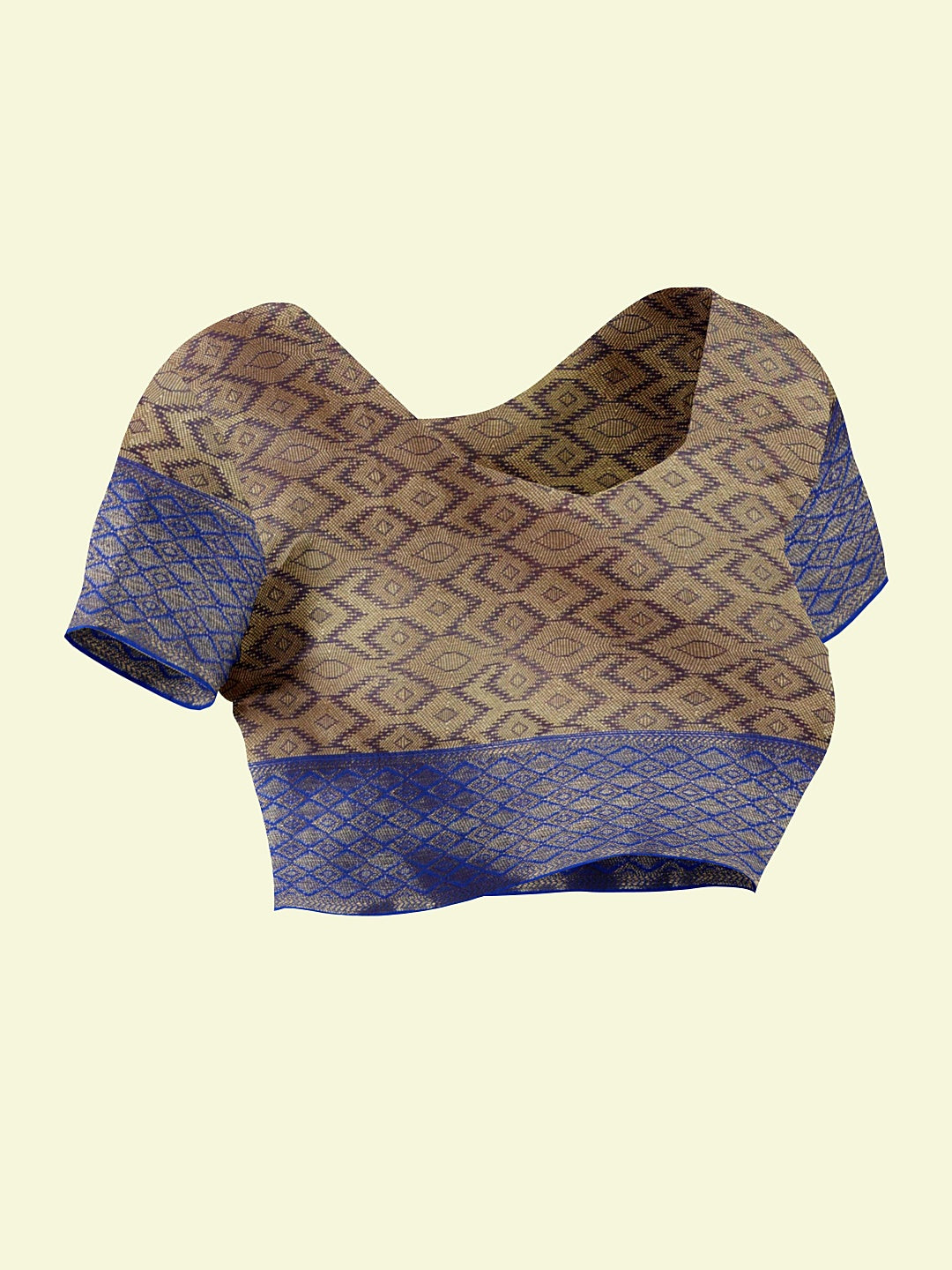 Faishana Presents Blue Cotton Geometrical Pattern With Blue Border And Blue Blouse Banarasi Saree