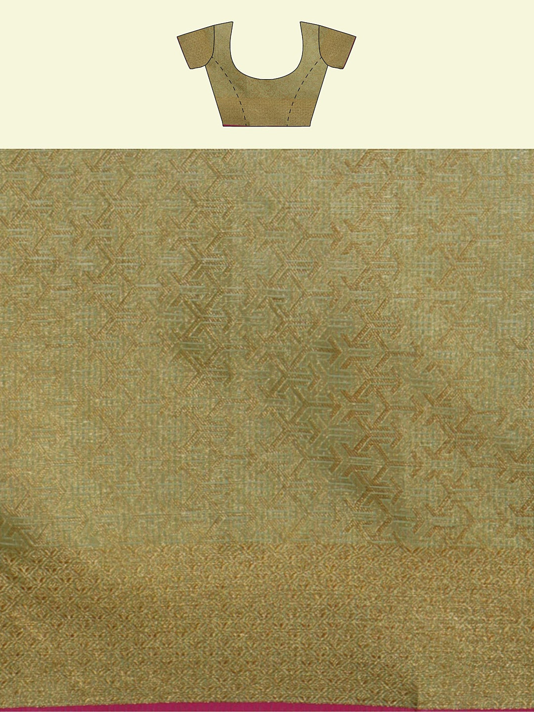Faishana Presents Green Cotton Tilfi Jaal Booti Beige Border With Beige Blouse Banarasi Saree