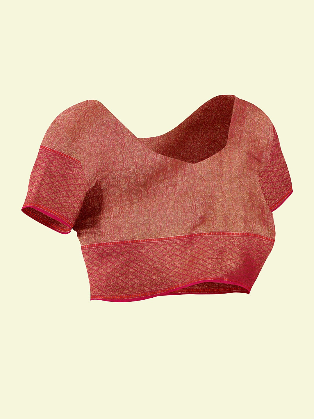 Faishana Presents Beige Cotton Abstarct Design With Red Blouse Banarasi Saree