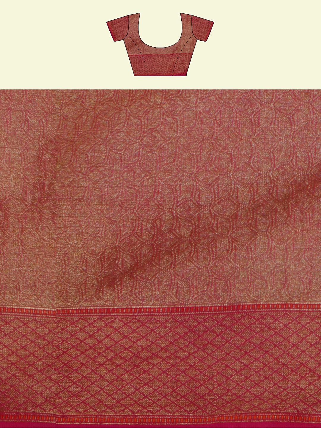 Faishana Presents Beige Cotton Abstarct Design With Red Blouse Banarasi Saree