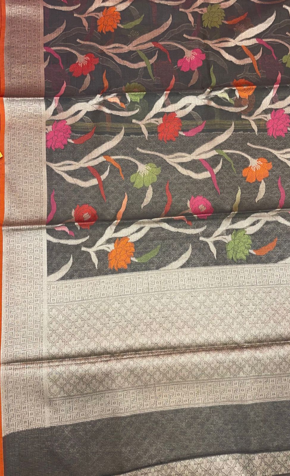 Grey Cotton Blend Banarasi Sarees For Women GEASF_760