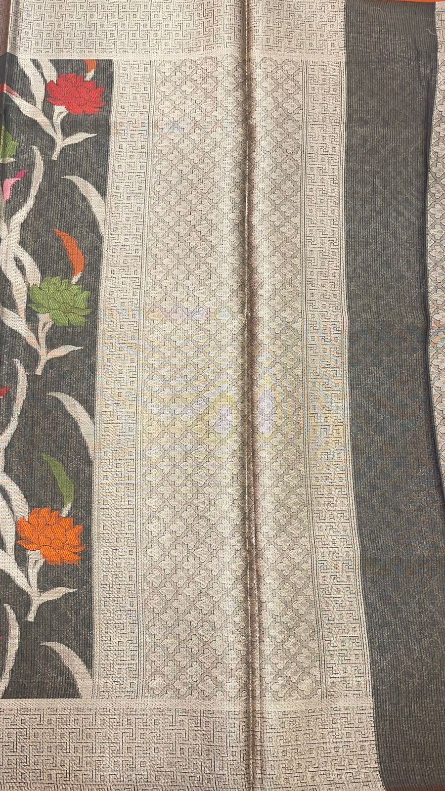 Grey Cotton Blend Banarasi Sarees For Women GEASF_760