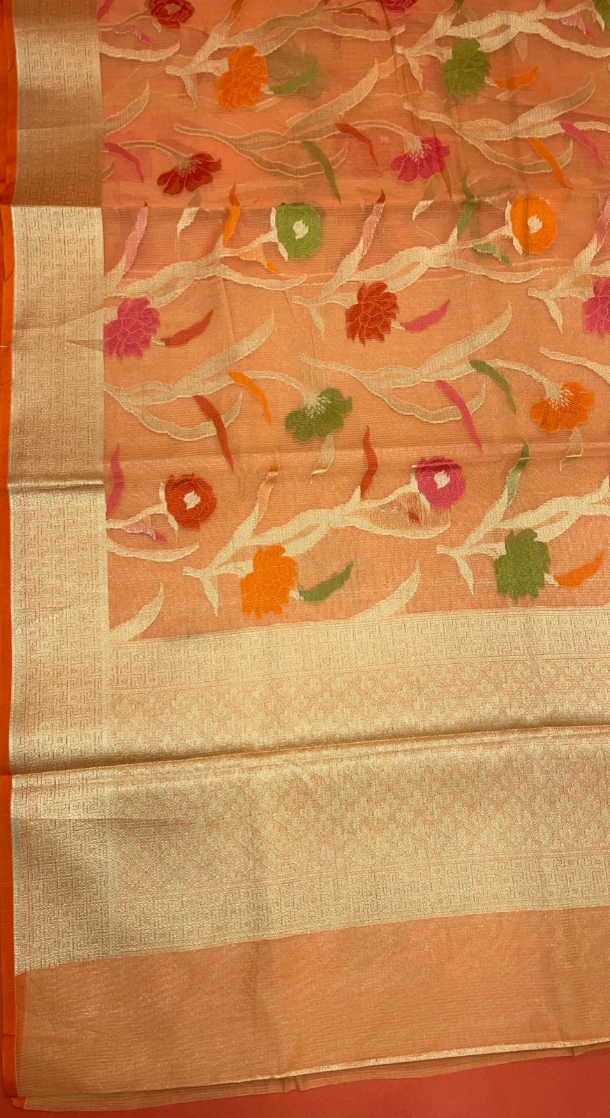 Pink Cotton Blend Banarasi Sarees For Women GEASF_762