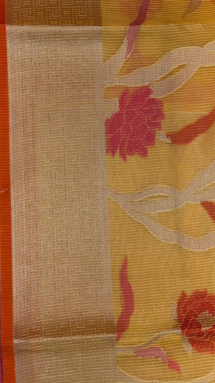 Yellow Cotton Blend Banarasi Sarees For Women GEASF_763