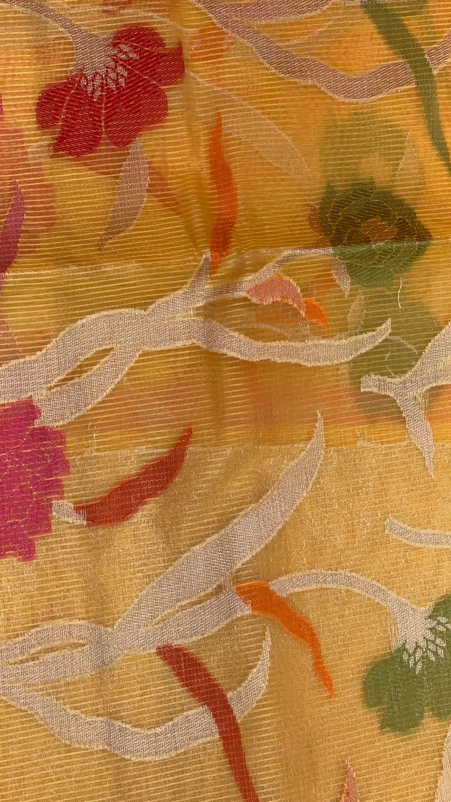 Yellow Cotton Blend Banarasi Sarees For Women GEASF_763