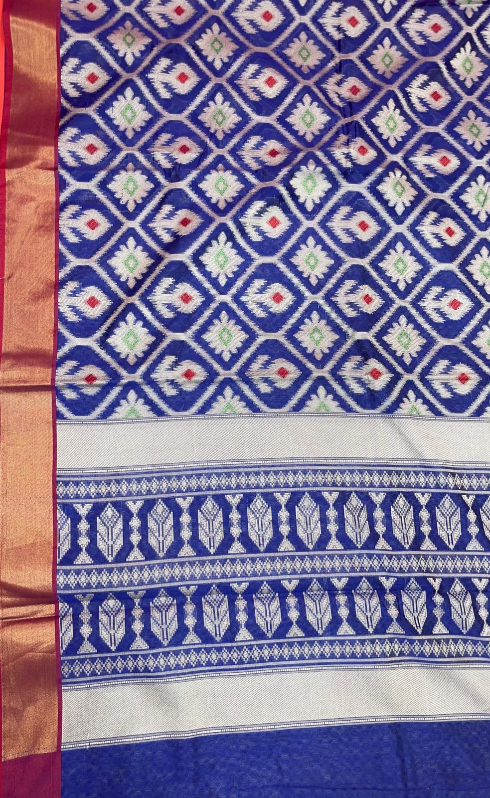 Blue Cotton Blend Banarasi Sarees For Women GEASF_772