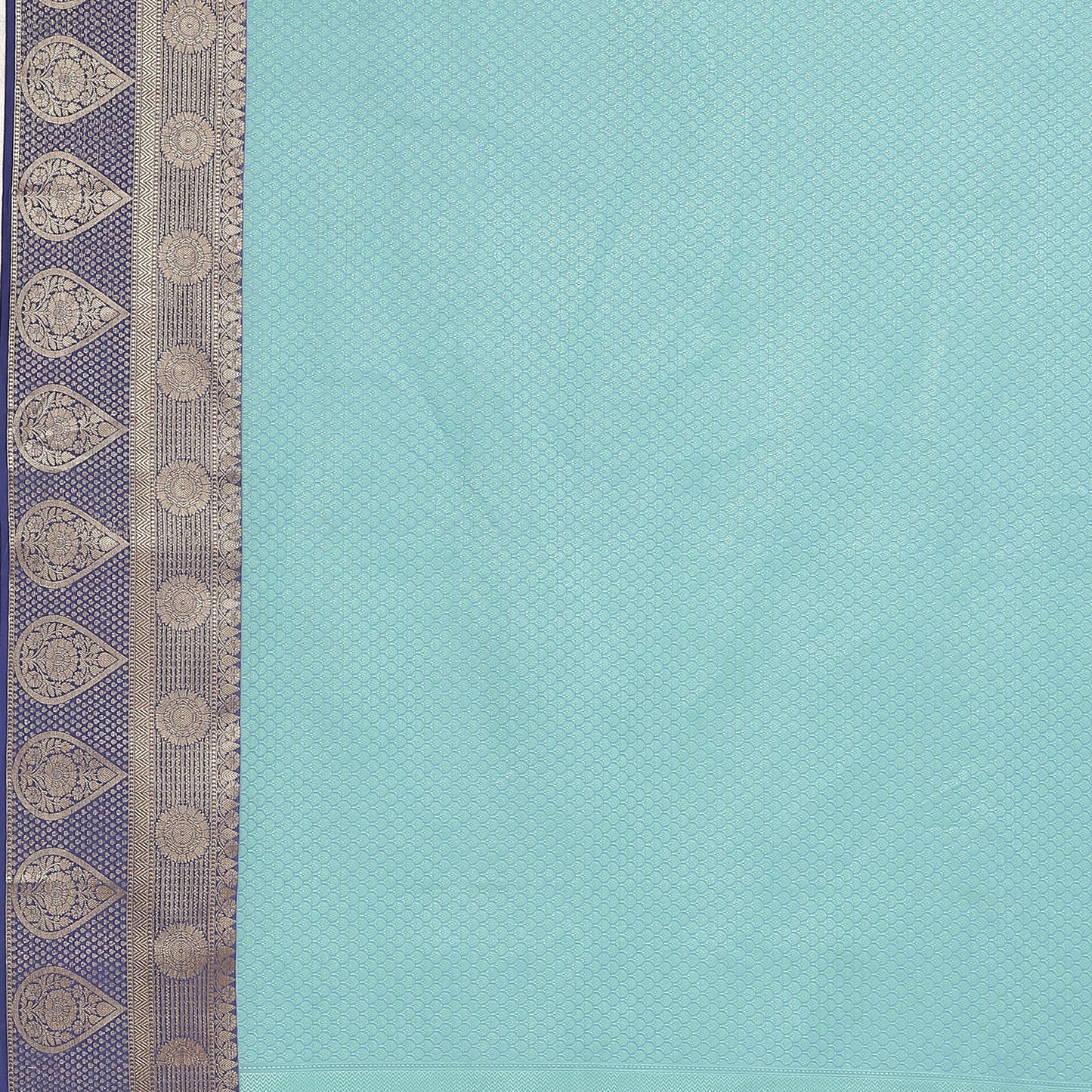 Turquoise Blue Tanchoi Banarasi Sarees For Women GEBC11