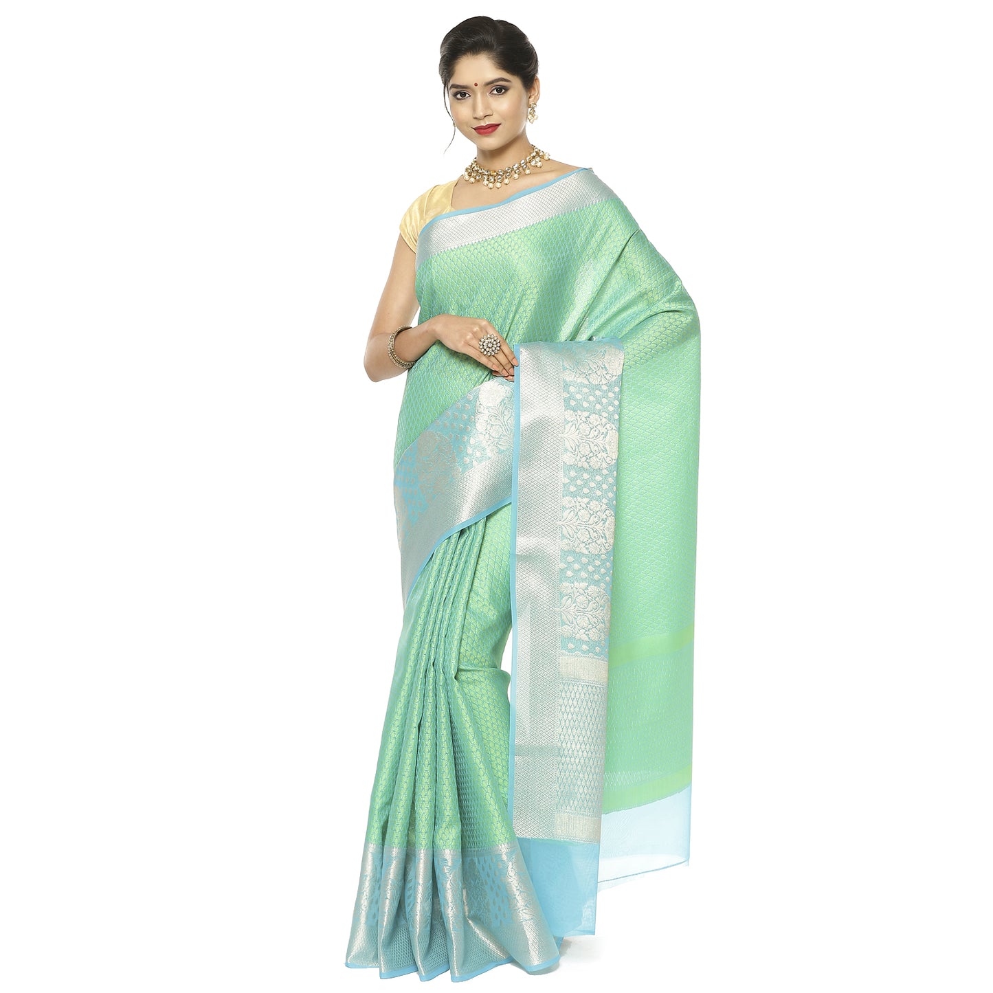 Green Tanchoi Banarasi Sarees For Women GEBC14