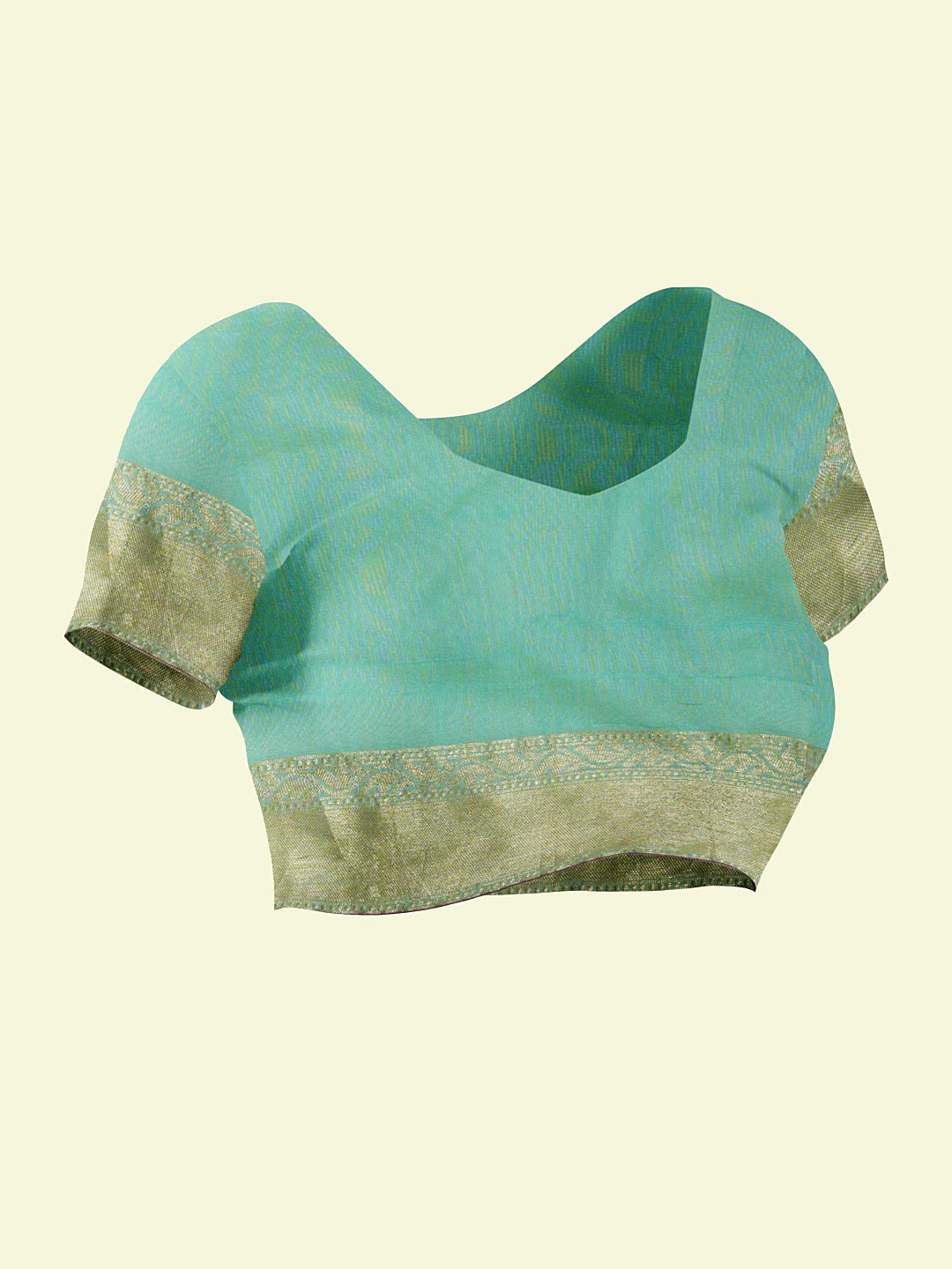 Faishana Presents Sea Green Masrise Cotton Flower Booti With Sea Green Blouse Banarasi Saree