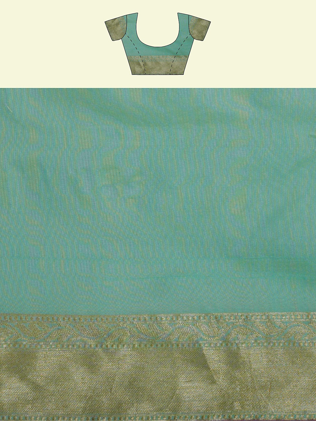 Faishana Presents Sea Green Masrise Cotton Flower Booti With Sea Green Blouse Banarasi Saree