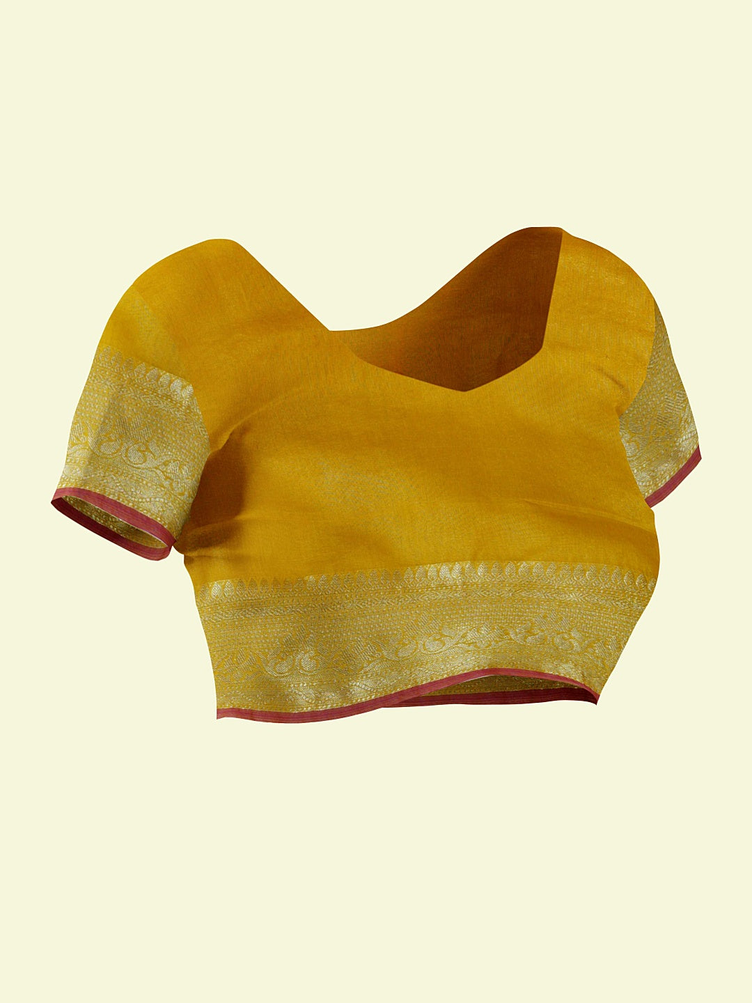 Faishana Presents Gold Masrise Cotton Tilfi Booti With Gold Blouse Banarasi Saree