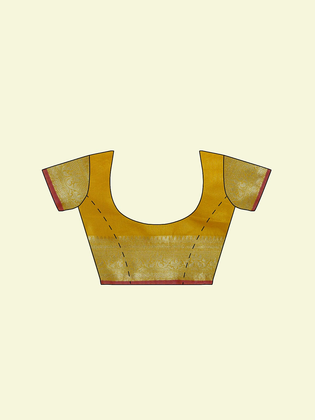 Faishana Presents Gold Masrise Cotton Tilfi Booti With Gold Blouse Banarasi Saree