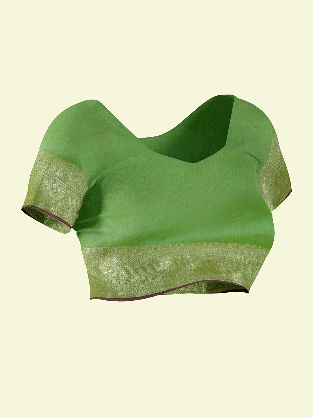 Faishana Presents Green Masrise Cotton Tilfi Booti With Green Blouse Banarasi Saree