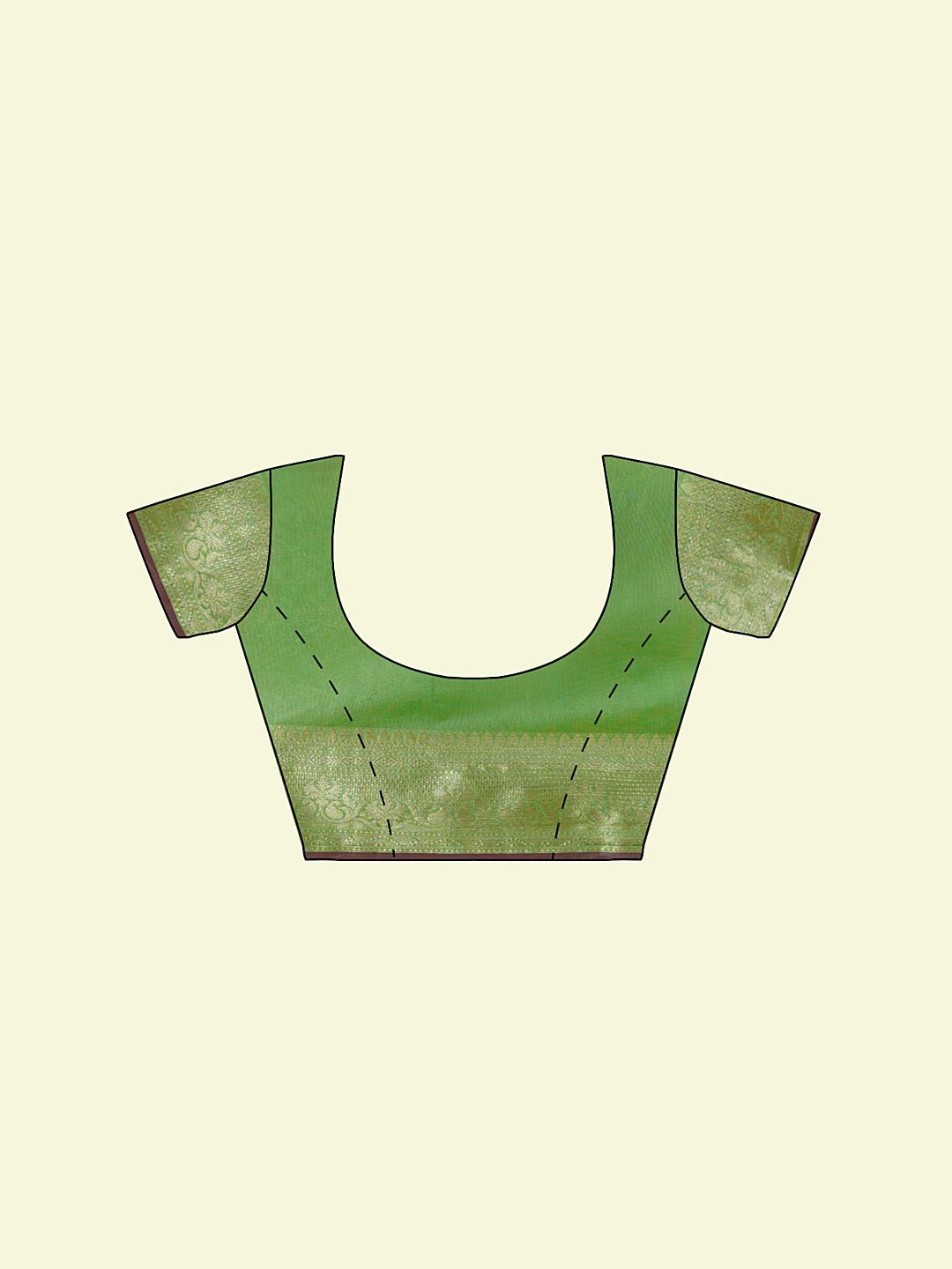 Faishana Presents Green Masrise Cotton Tilfi Booti With Green Blouse Banarasi Saree