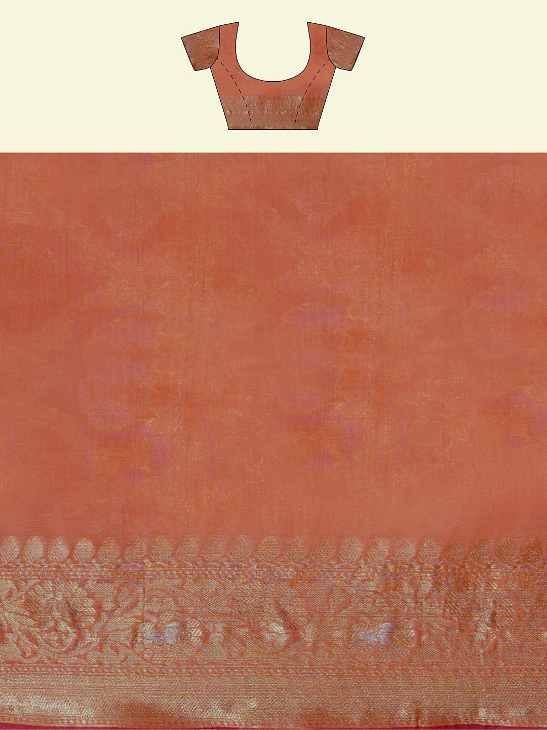 Faishana Presents Peach Masrise Cotton Jari Jaal With Peach Blouse Banarasi Saree