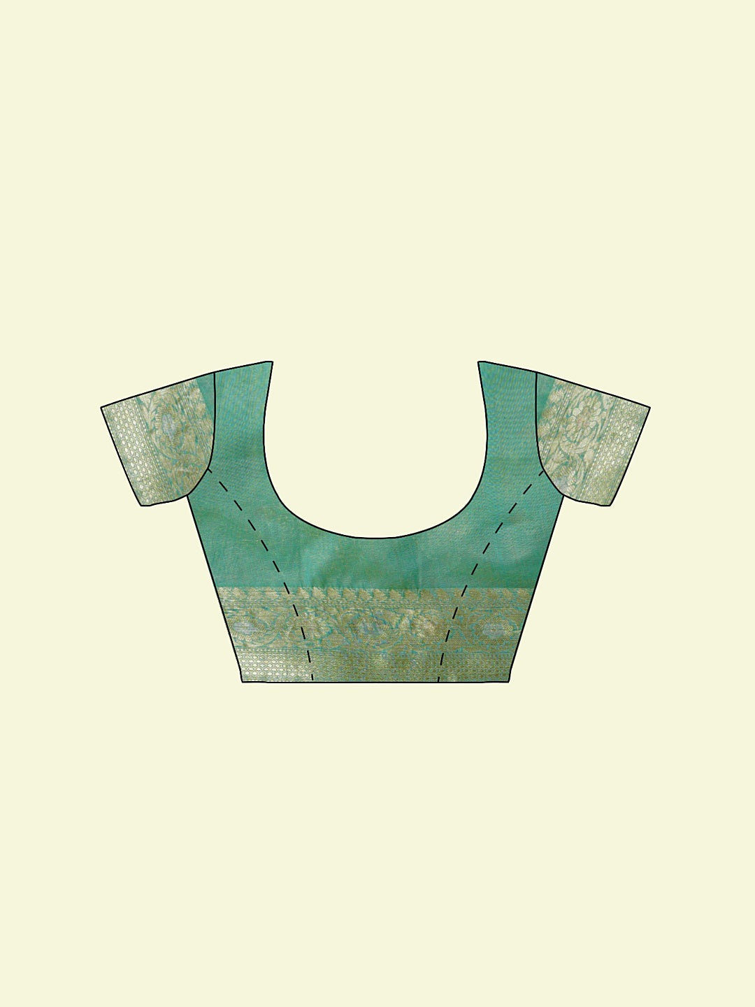 Faishana Presents Sea Green Masrise Cotton Jari Jaal With Sea Green Blouse Banarasi Saree