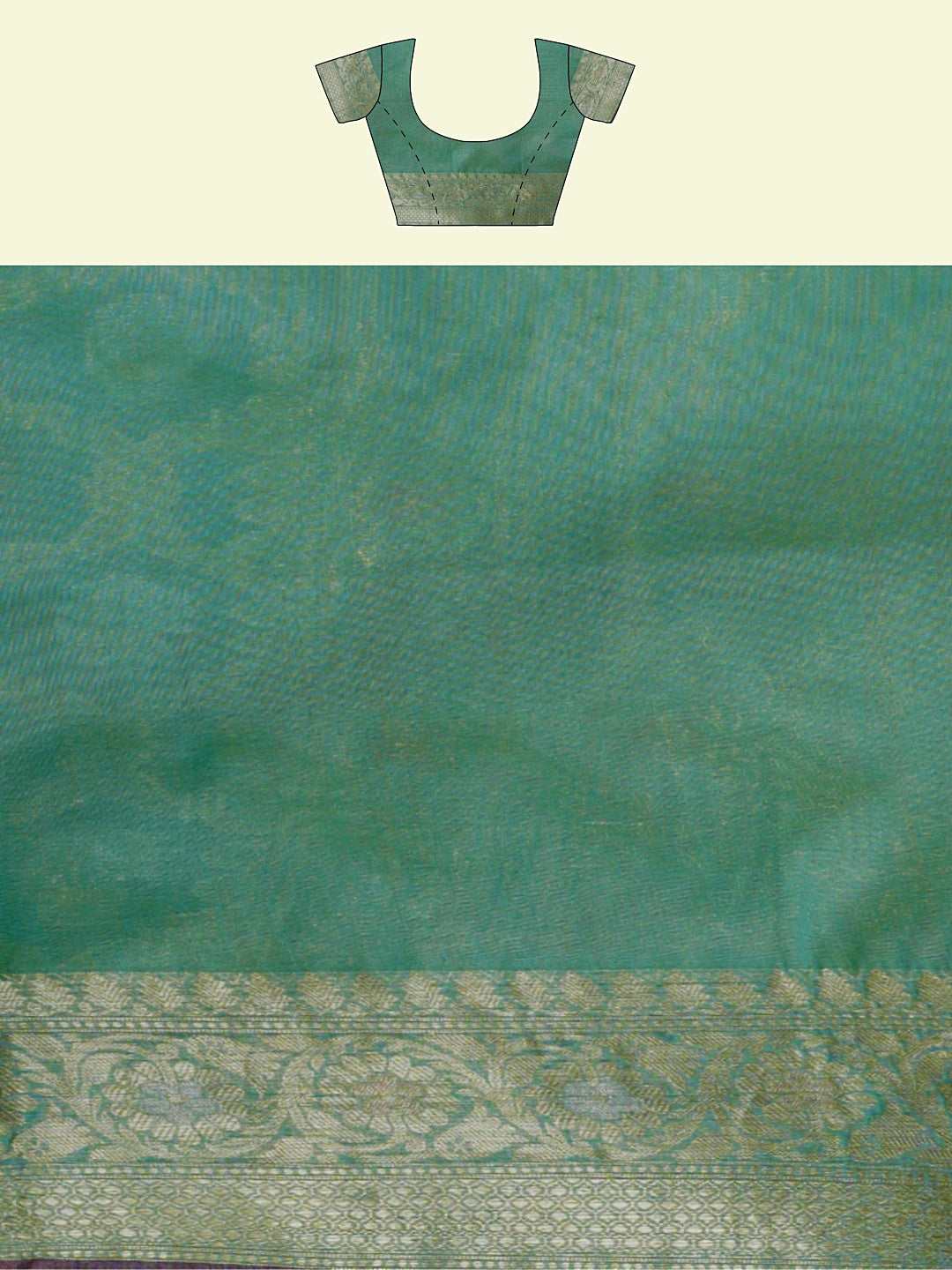 Faishana Presents Sea Green Masrise Cotton Jari Jaal With Sea Green Blouse Banarasi Saree