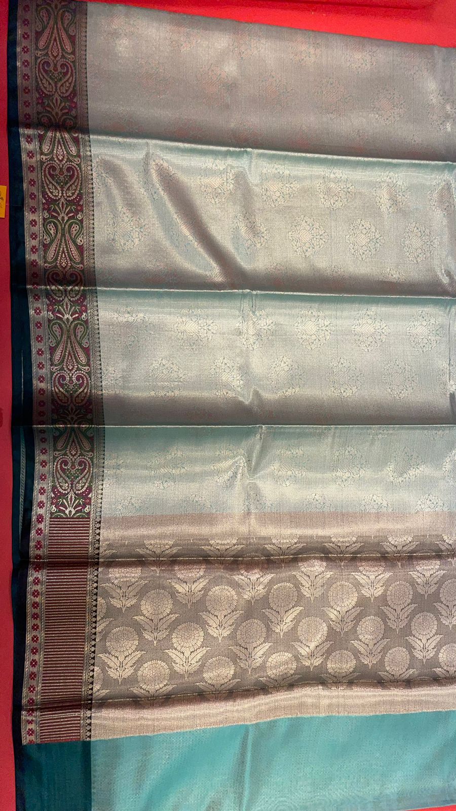 Sea Green Kanchi Silk Banarasi Sarees For Women GEBE10