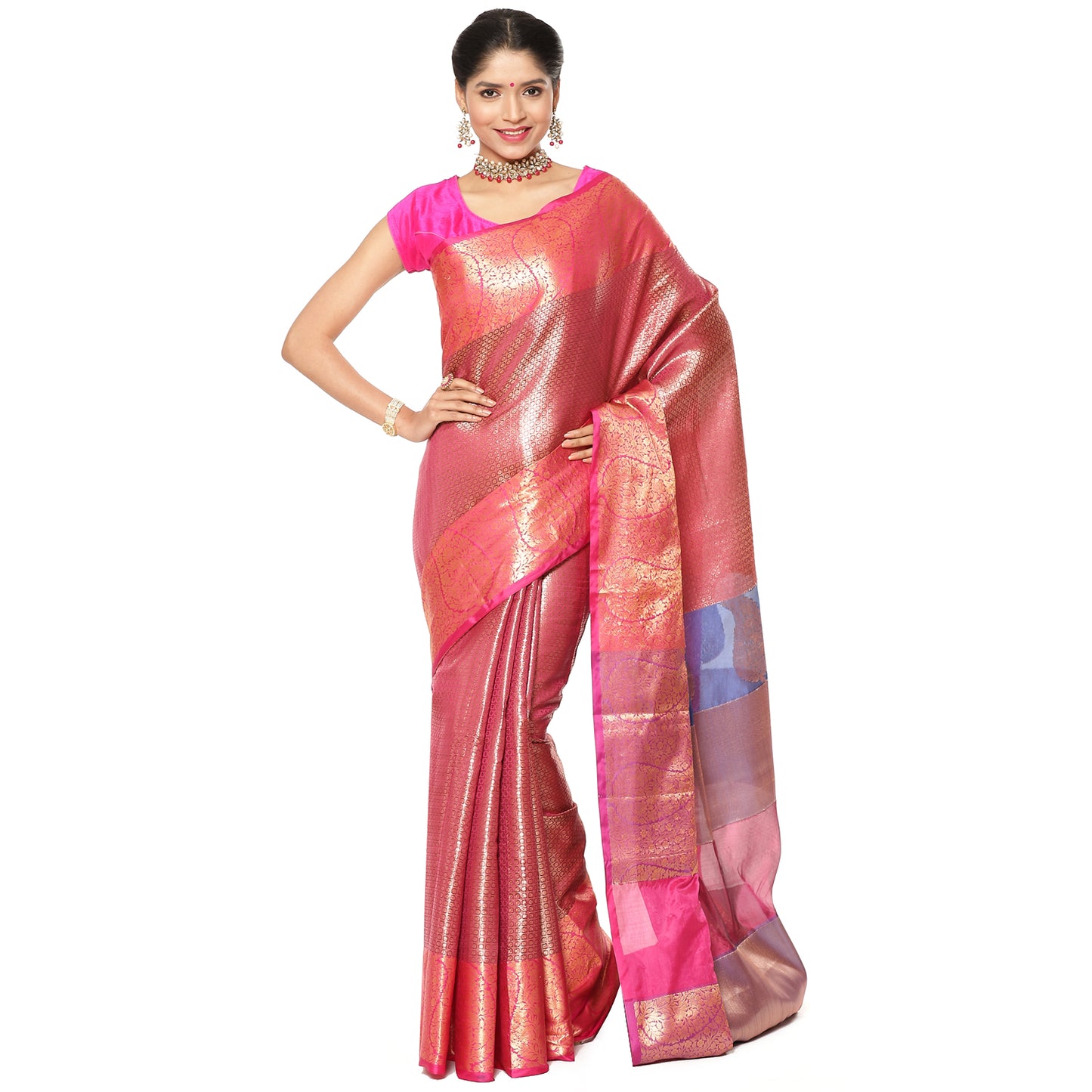 Brown Kanchi Silk Banarasi Sarees For Women GEBE14