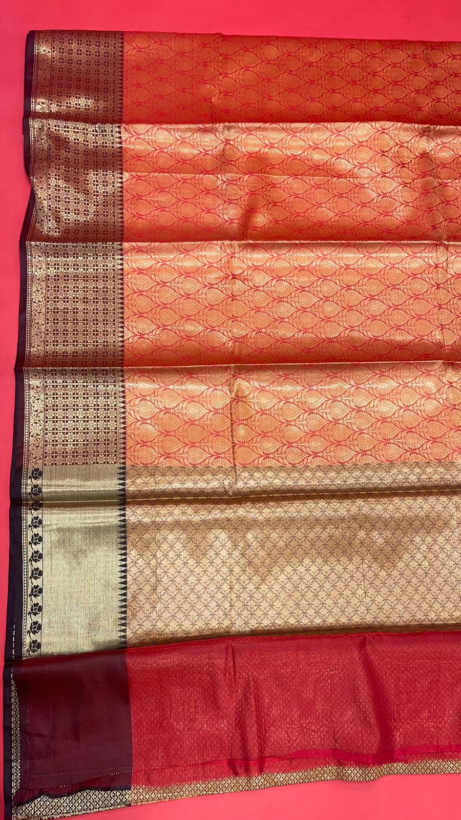 Red Kanchi Silk Banarasi Sarees For Women GEBE16