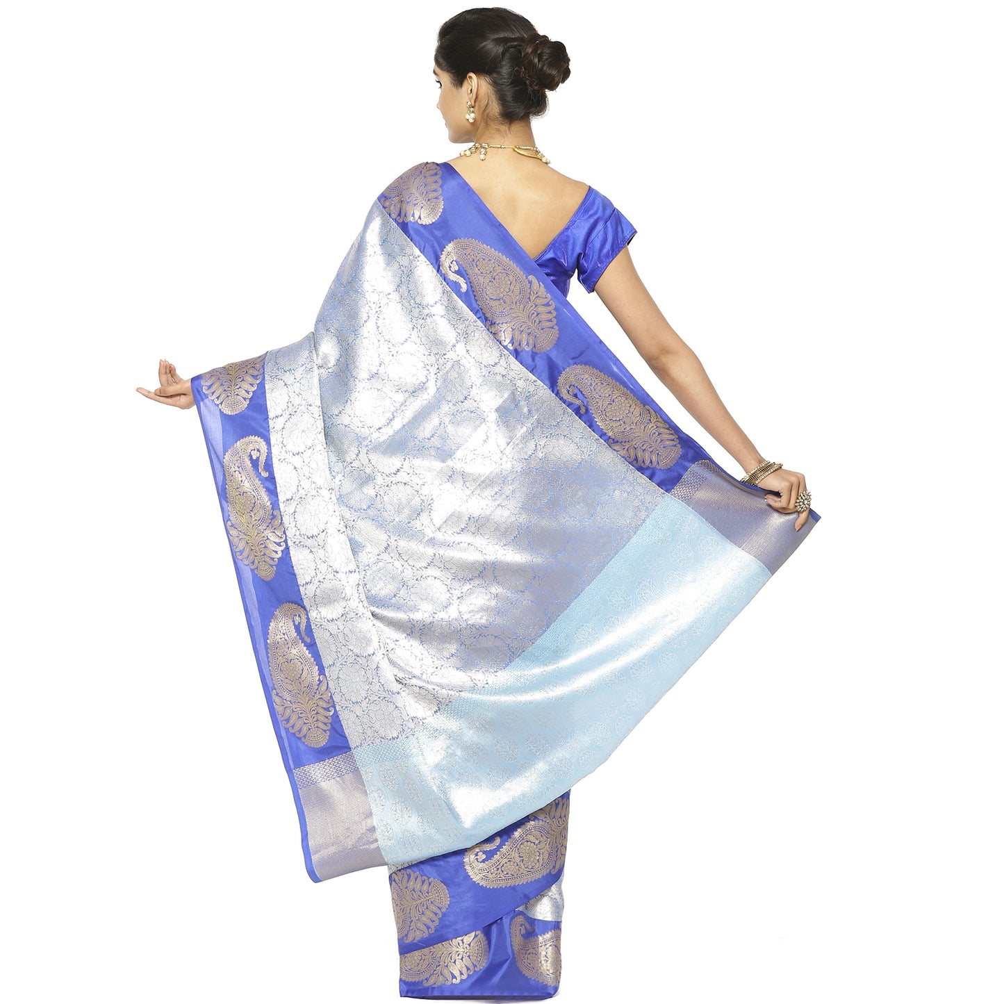 Blue Kanchi Silk Banarasi Sarees For Women GEBE17