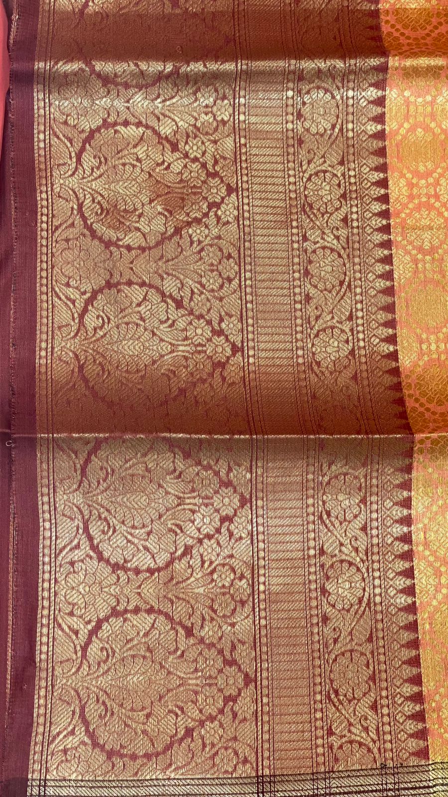 Peach Kanchi Silk Banarasi Sarees For Women GEBE19
