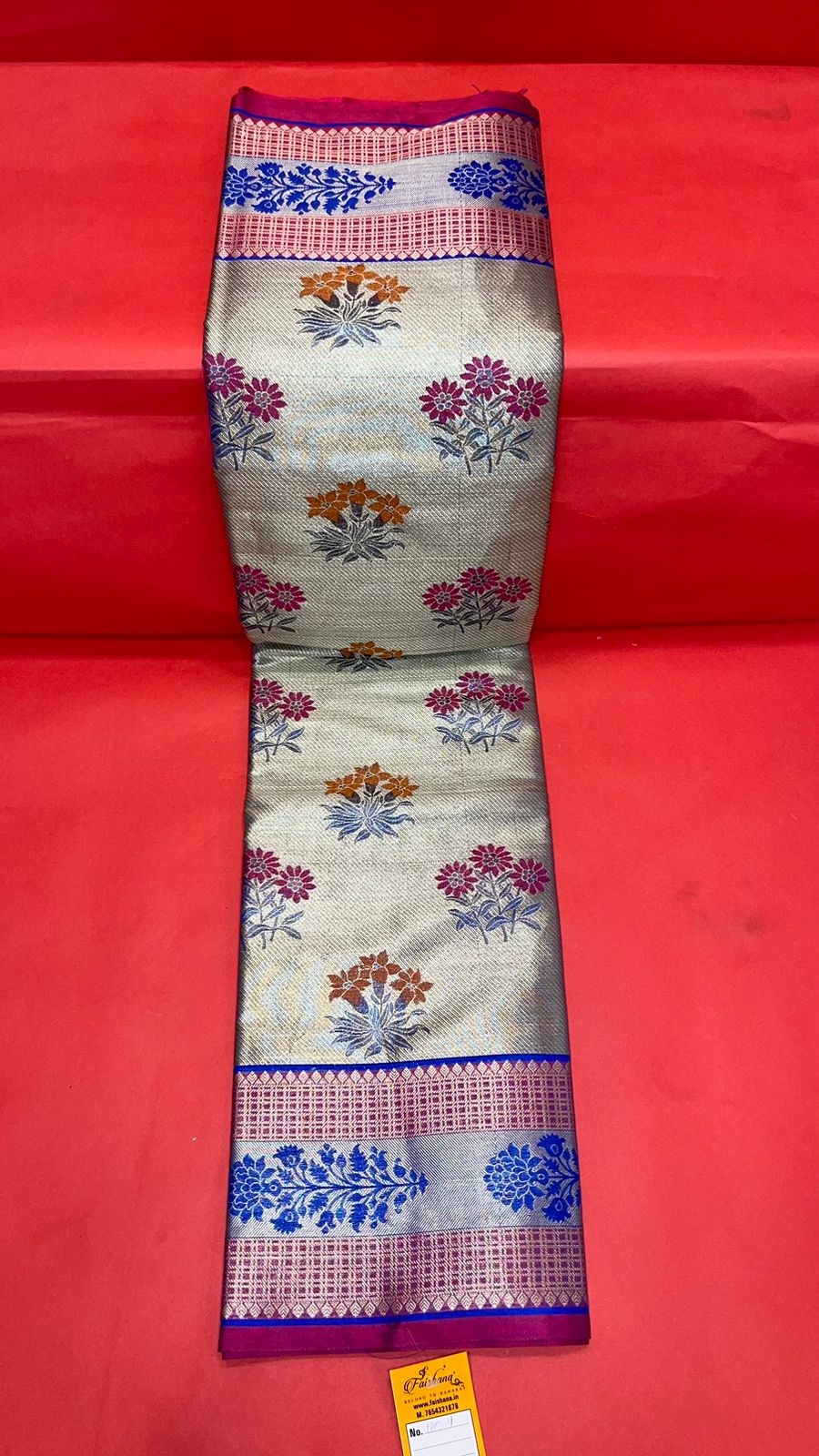 Faishana Presents Grey Zari Meena Paithani Brocade Contrast Pink Pattu Border Banarasi Saree