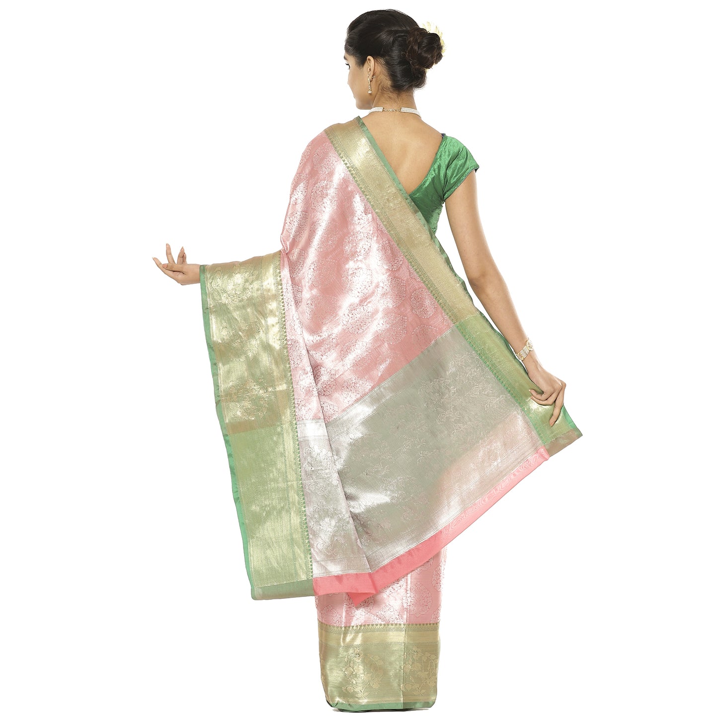 Pink Kanchi Silk Banarasi Sarees For Women GEBE20