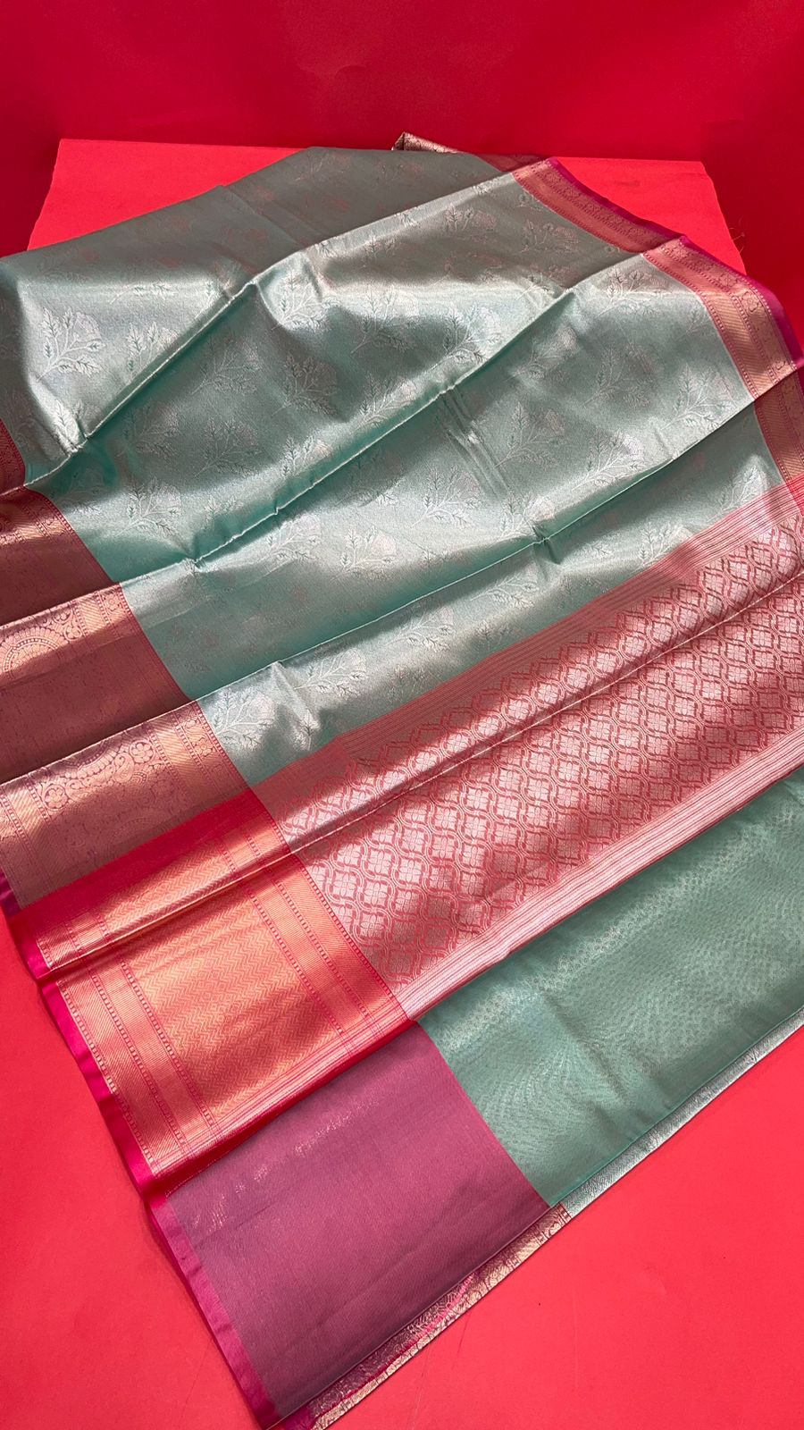 Sea Green Kanchi Silk Banarasi Sarees For Women GEBE22