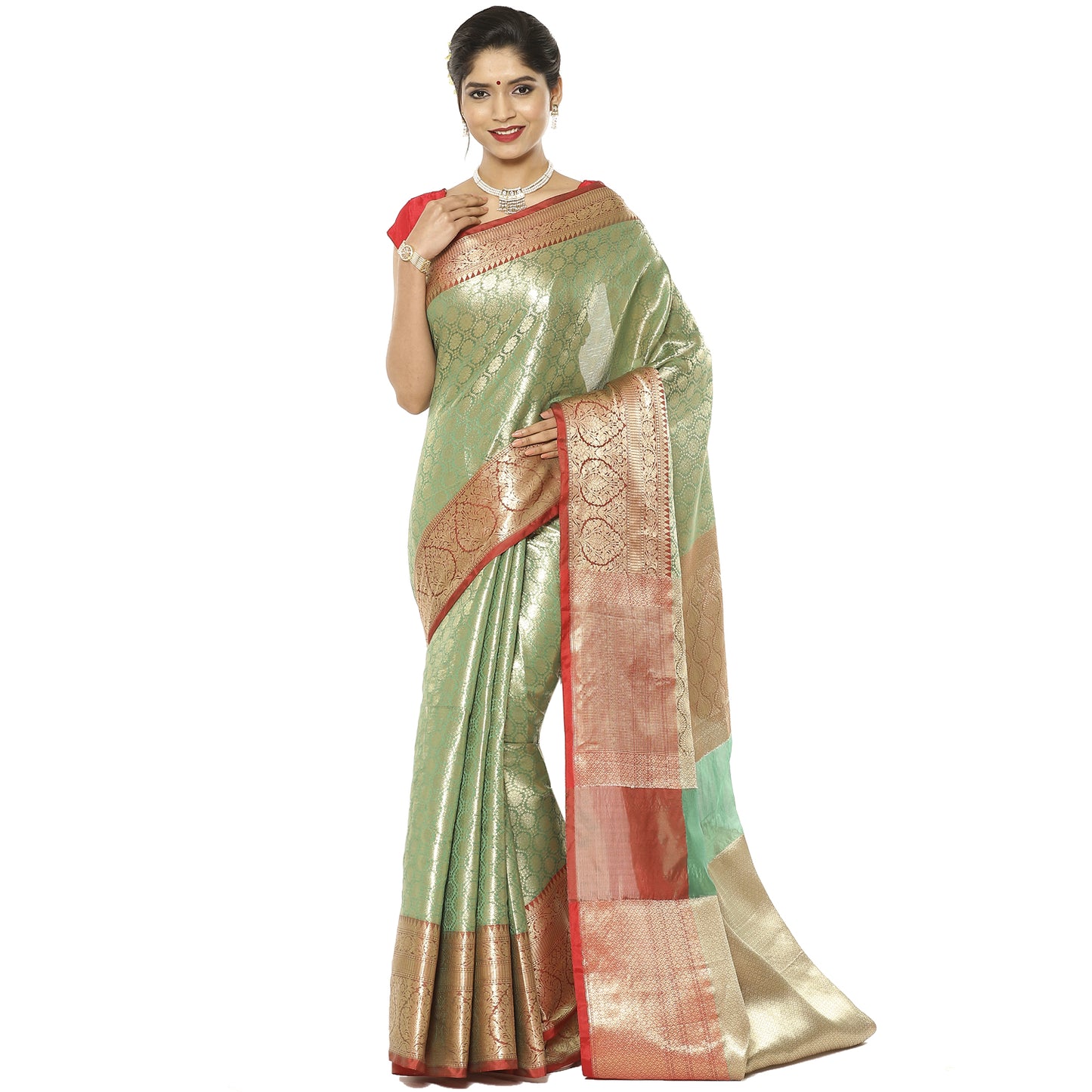 Green Kanchi Silk Banarasi Sarees For Women GEBE26