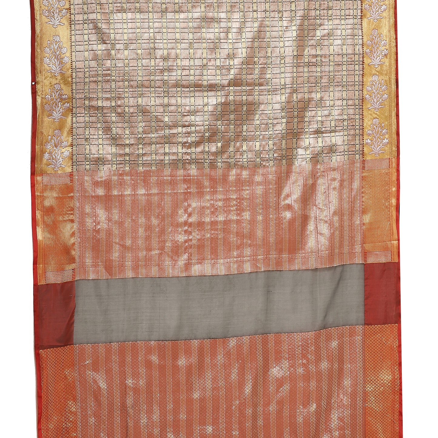 Brown Kanchi Silk Banarasi Sarees For Women GEBE3